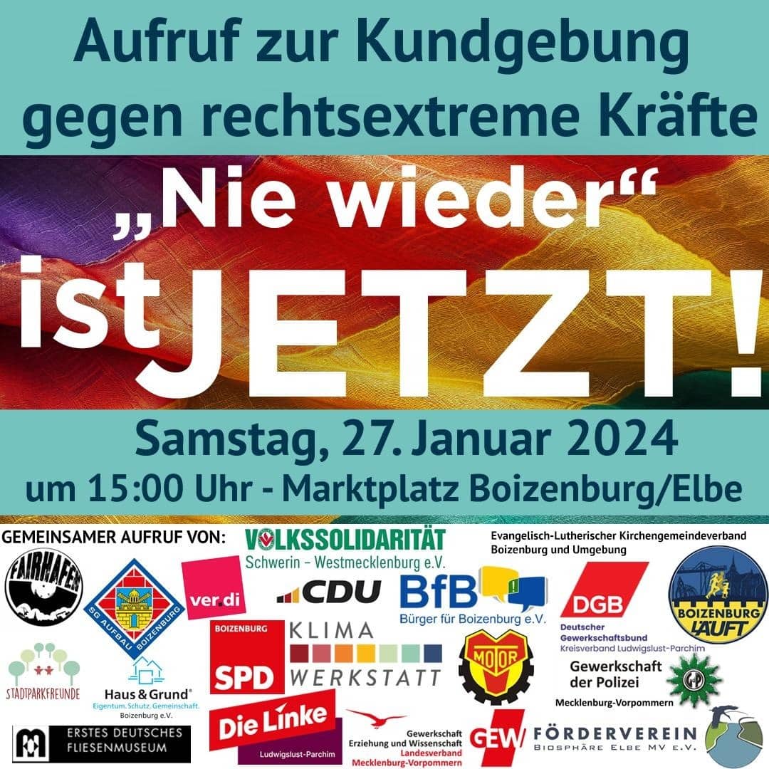 Demo in Boizenburg, Mecklenburg-Vorpommern » "Nie wieder" ist Jetzt!