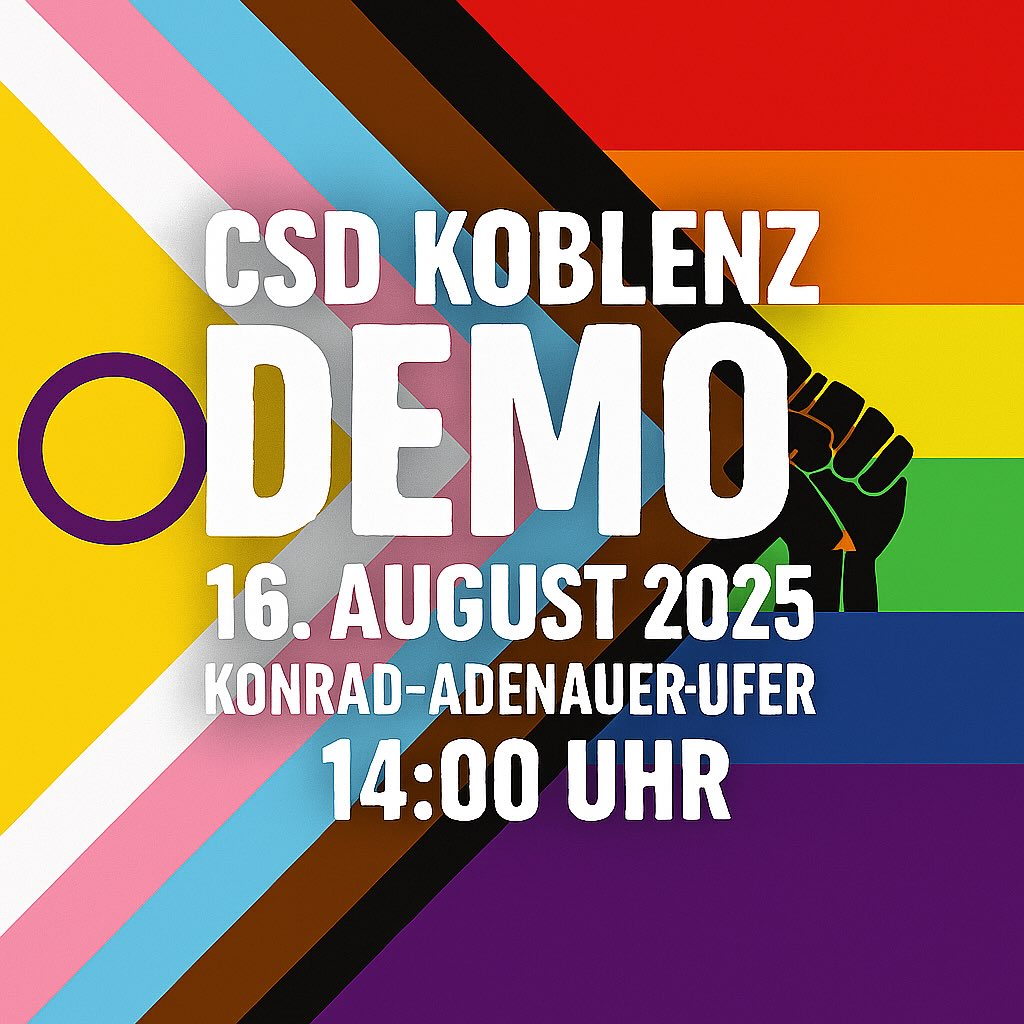 CSD Koblenz DEMO 16. August 2025 Konrad-Adenauer-Ufer 14:00 Uhr