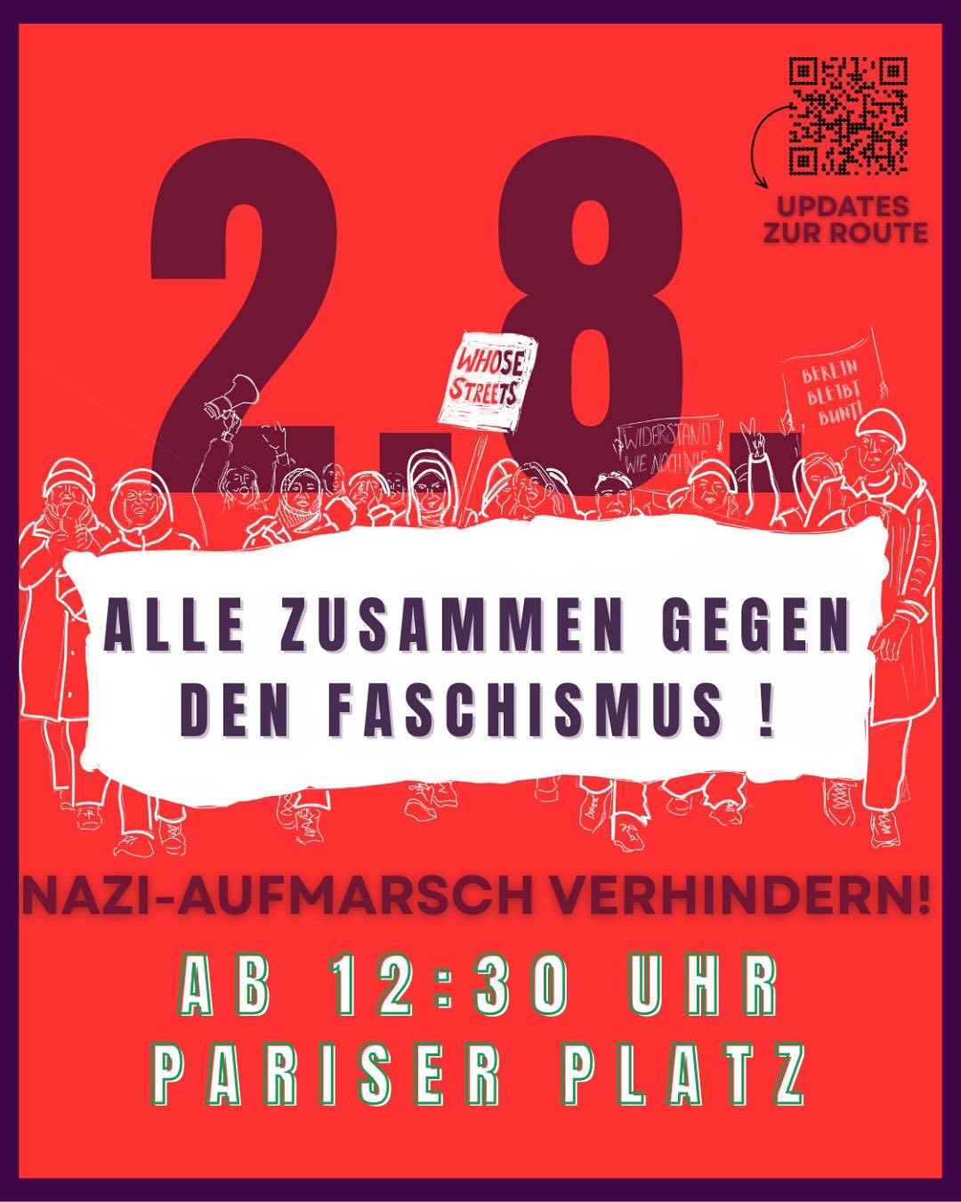 2.8.2025 Alle zusammen gegen den Faschismus! Nazi-Aufmarsch verhindern! Ab 12:30 Uhr Pariser Platz