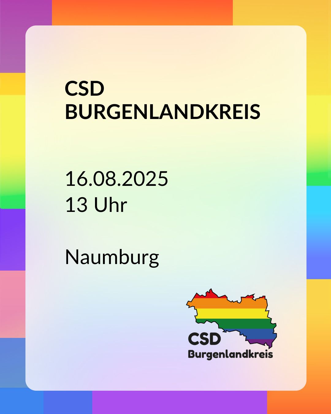 CSD BURGENLANDKREIS 16.08.2025 13 Uhr Naumburg CSD Burgenlandkreis